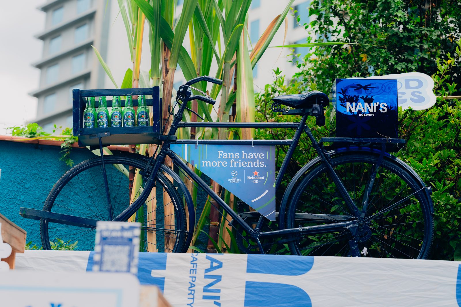 Heineken 0.0 bicycle prop with sugarcane