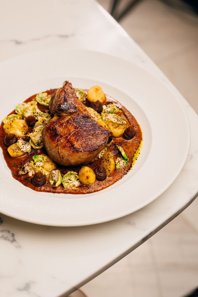 Seared pork chop