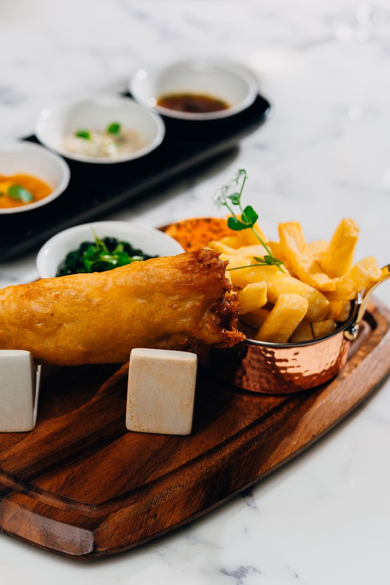 Beer-battered fish and chips